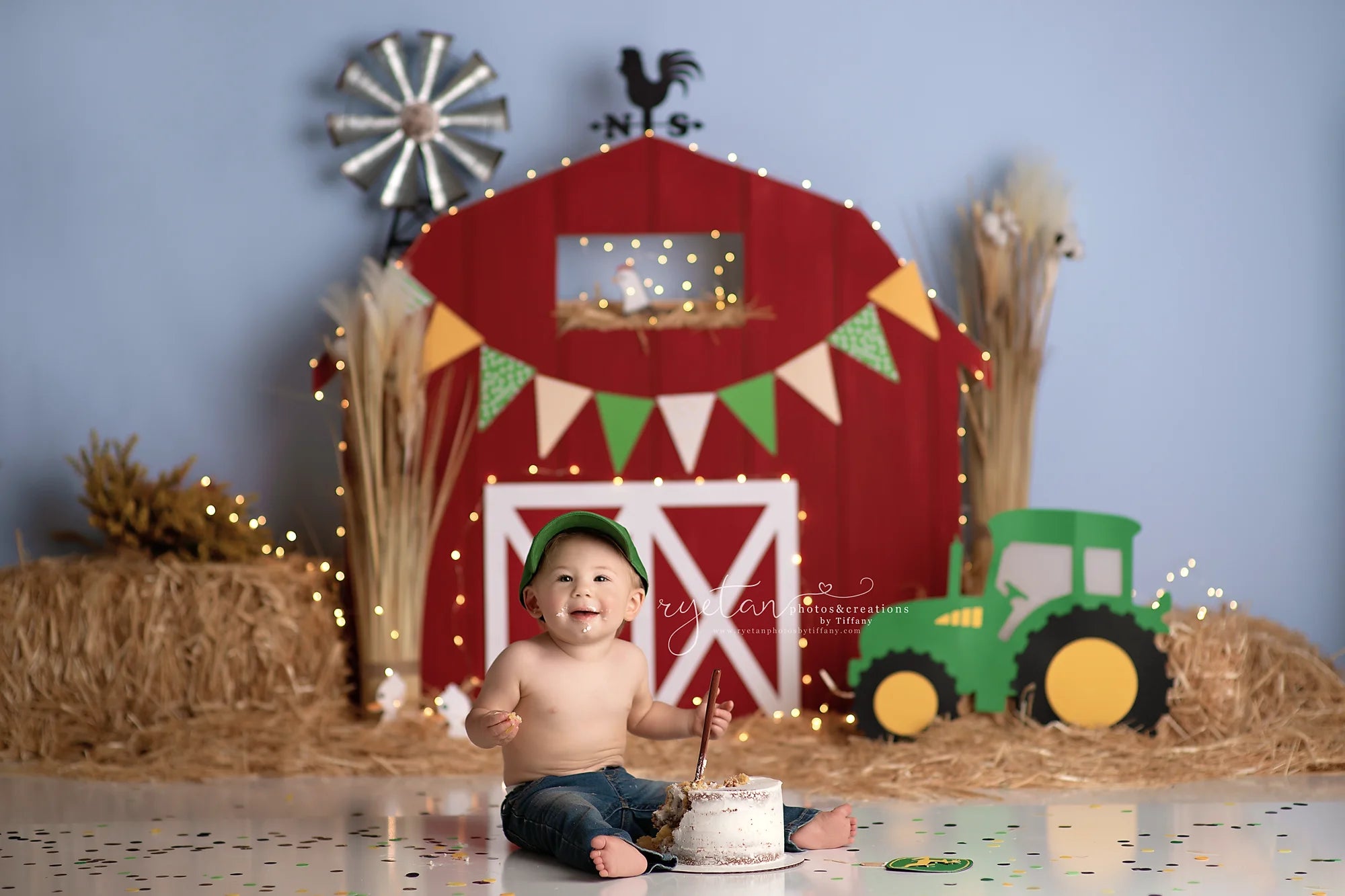 Farm Red Barn and Little Car Backdrop Child Baby Birthday Cake Smash Photography Decor Studio Backgrounds