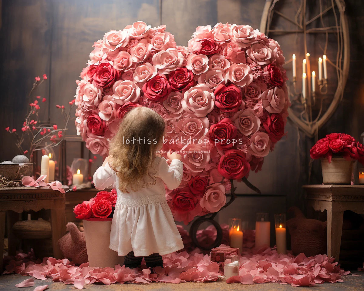 Valentine Candy Store Backdrops Kids Girl Photography Props Child Adult Photocall Decors Pink Rose Heart Backgrounds