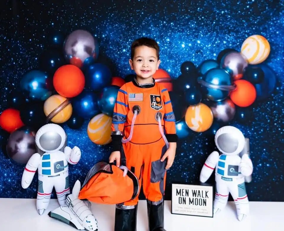 Space Astronaut Backdrops Kids Baby Photography Props Child Birthday Cake Smash Decors Universe Spaceship Background