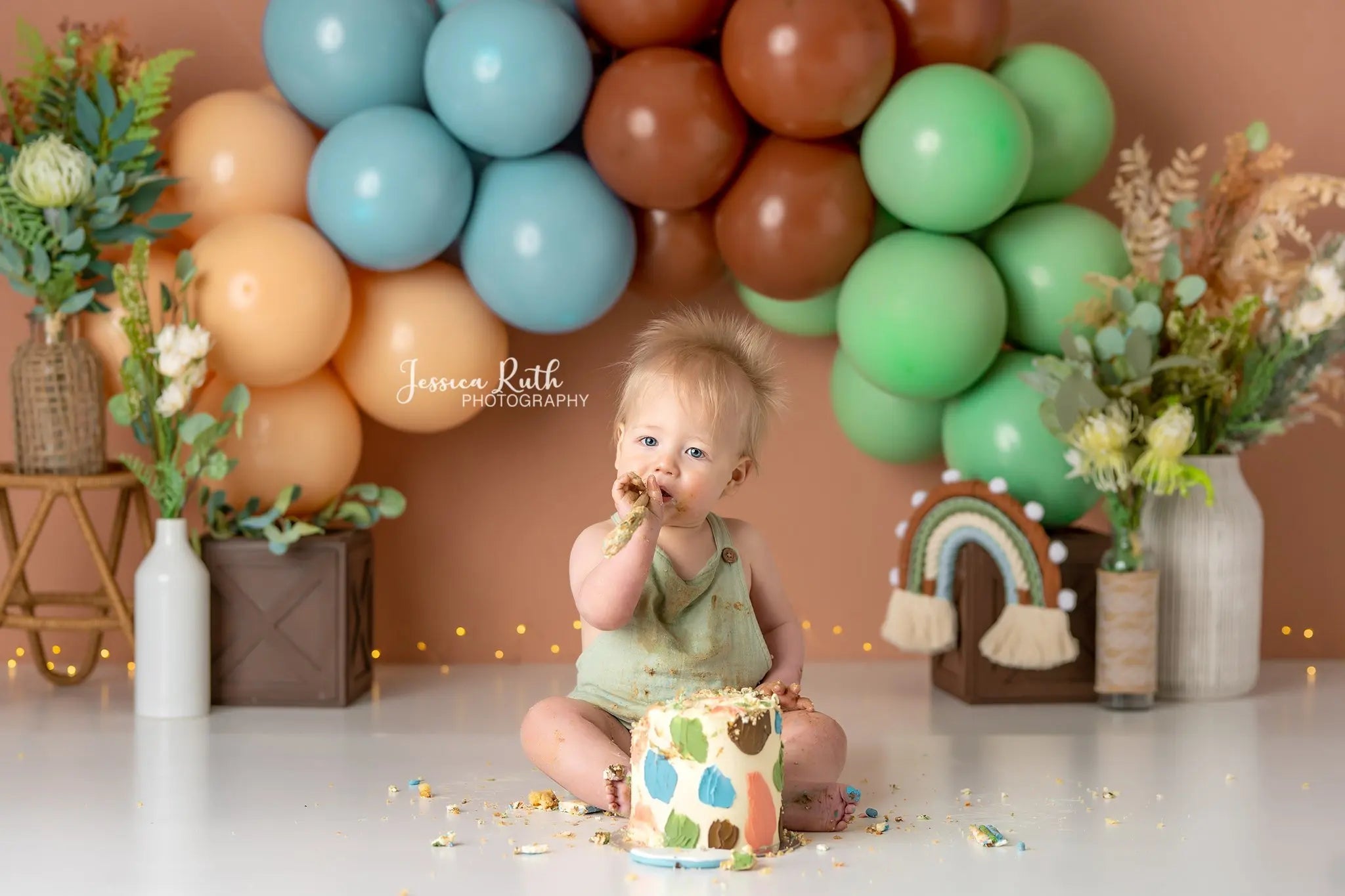 Boho Balloon Rainbow Backdrops Baby Kids Birthday Cake Smash Photography Props Child Adult Photocall Decors Backgrounds