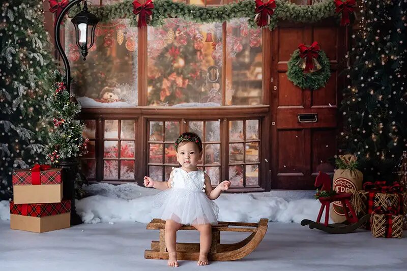 Christmas North Pole Toy Shop Backdrop Kids Adult Photocall Child Baby Photogaphy Props Xmas Snowy Background