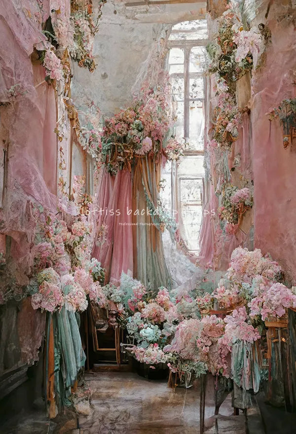 Floral Windows Backdrops Retro Castle Kids Adult Photocall Oil Painting Spring Flower Garden Background Photography  Props