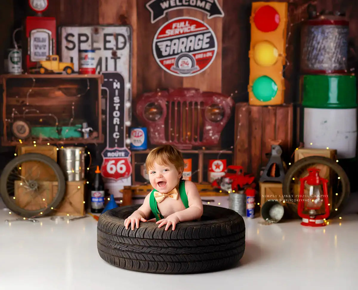 Full Service Garage Photography Backdrop Kids Baby Cake Smash Photocall Decors Child Adult Photo Studio Backgrounds