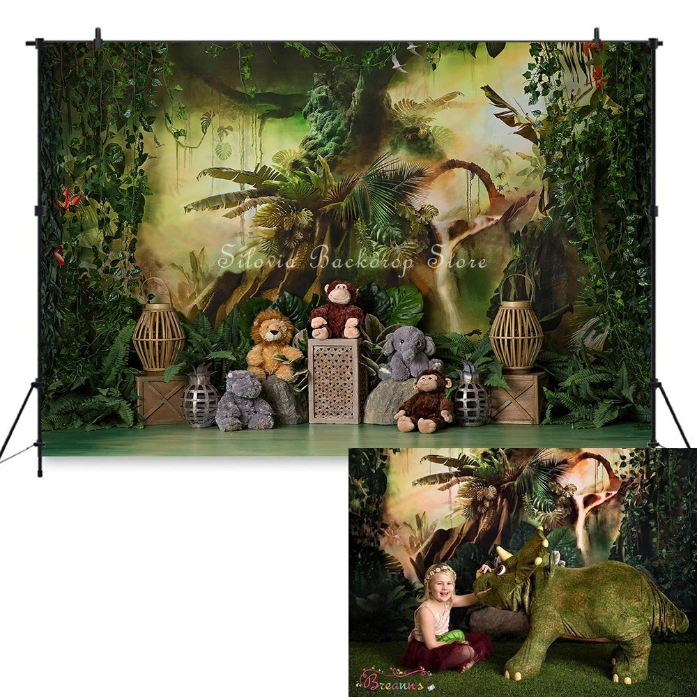 Mystic Jungle Animals Photo Background Safari Grasslands Photography Backdrop Cloth Birthday Cake Smash Photo Studio Props