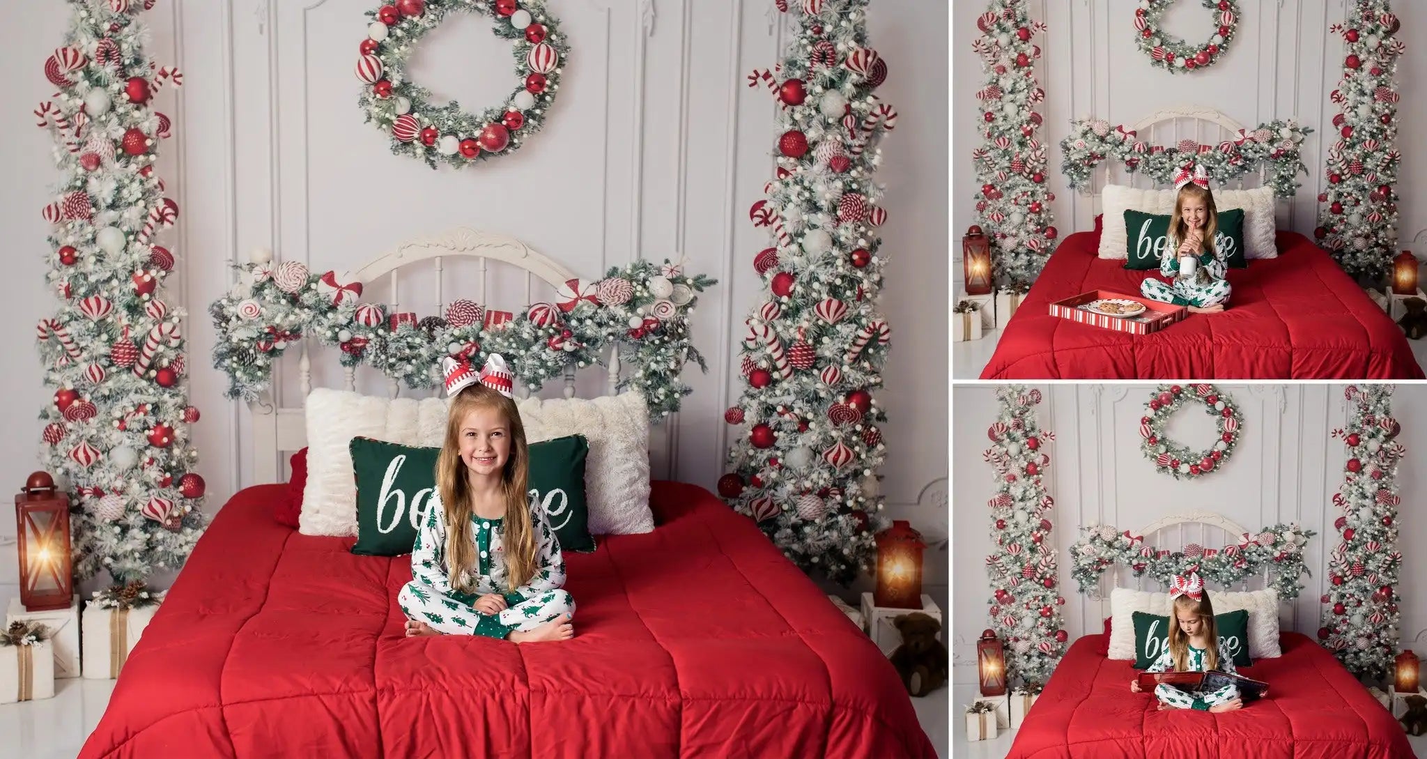 Pretty Peppermint Christmas Headboard Backdrop Kids Baby Cake Smash Photography Props Child Adult Birthday Backgrounds