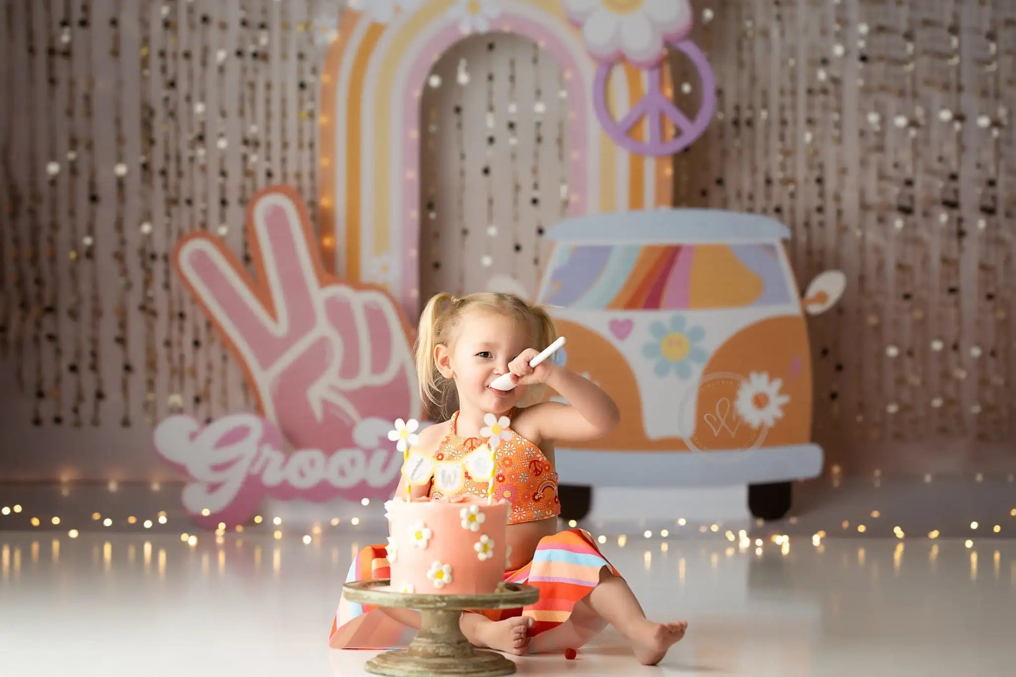 Two Groovy Birthday Backdrop Kids Baby Cake Smash Photography Props Girls Adult Studio Backgrounds