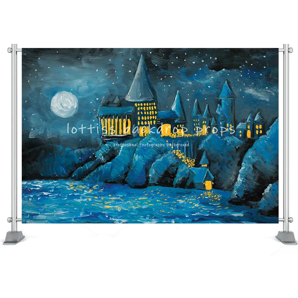 Wizard School Theme Photography Backdrop Magic Academy Castle Vallege Principal Office Kids Cake Smash Birthday Photo Background