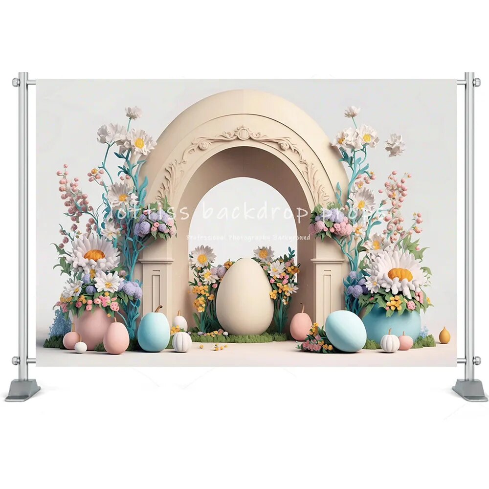 Easter Photography Backdrop Spring Garden Bunny Cake Smash Kids Portrait Background Easter Egg Baby Shower Portrait Props