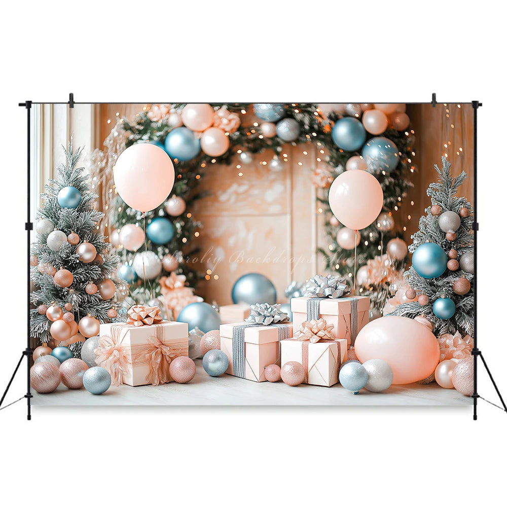 Christmas Theme Balloon Arch Photography Backdrop Kids Baby Cake Smash Photocall Decors Child Adult Birthday Photo Backgrounds