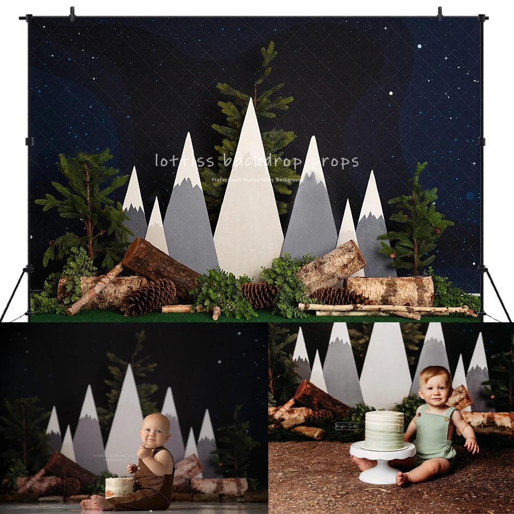 Forest Mountains Are Calling Backdrops Kids Baby Photography Child Adult Photocall Props Cake Smash Birthday Backgrounds