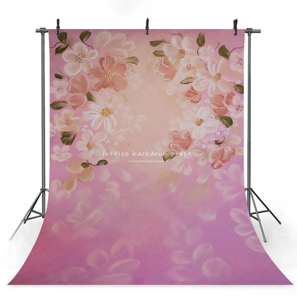 Oil Painting Pink Flowers Backdrop Photography Abstract Texture Children Adult Background Pregnant Woman Photo Studio Backdrops