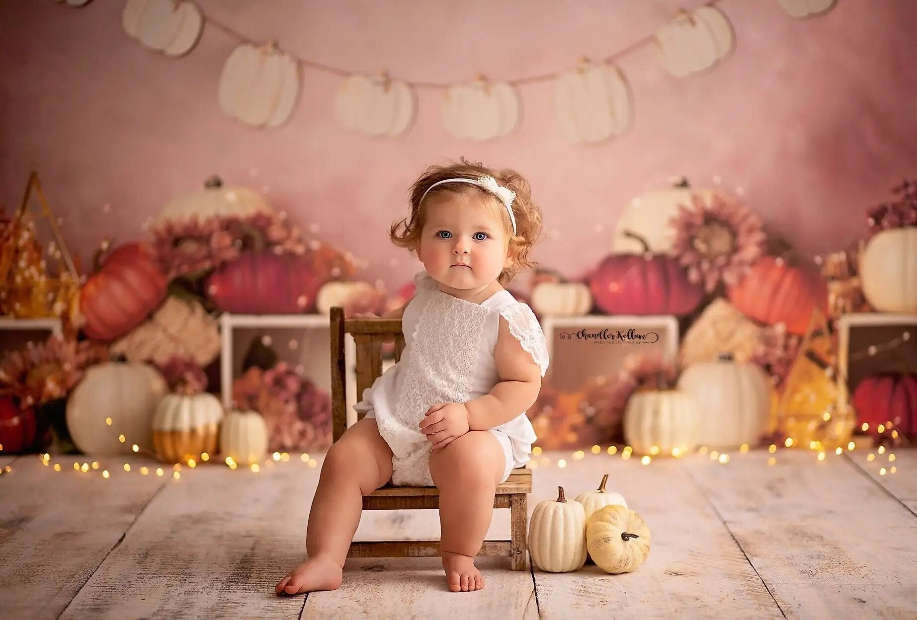 Arrière-plan sur le thème de la citrouille rose, accessoires de gâteau d'anniversaire pour enfants filles, décors pour séance photo pour bébés et enfants, arrière-plan de ferme de récolte d'automne 