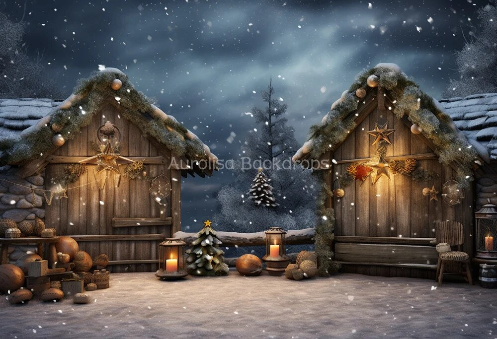 Winter Chrismas Night Backdrop Kids Baby Photography Props Child Adult Photocall Decor Snowflake Big Moon Xmas Forest Background