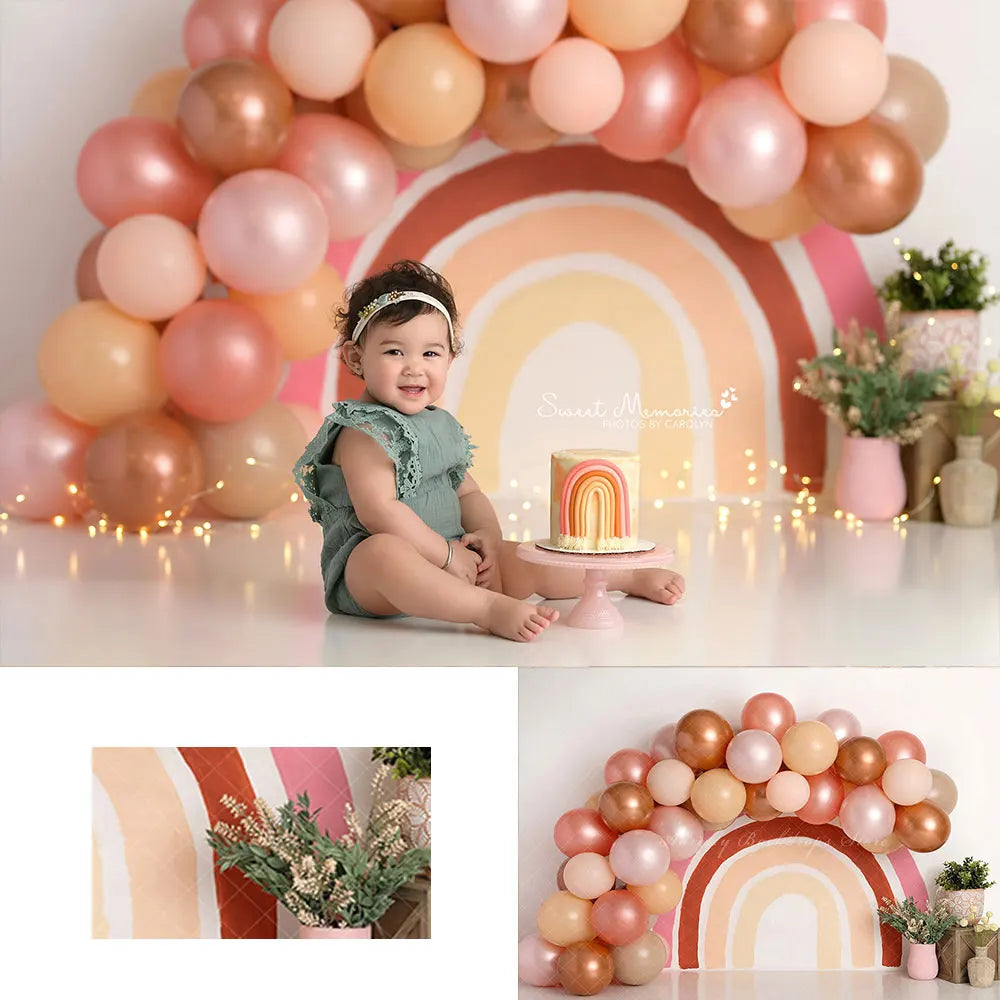 Boho Balloon Rainbow Photography Backdrop Kids Cake Smash Photocall Decors Child Baby 1st Birthday Studio Backgrounds