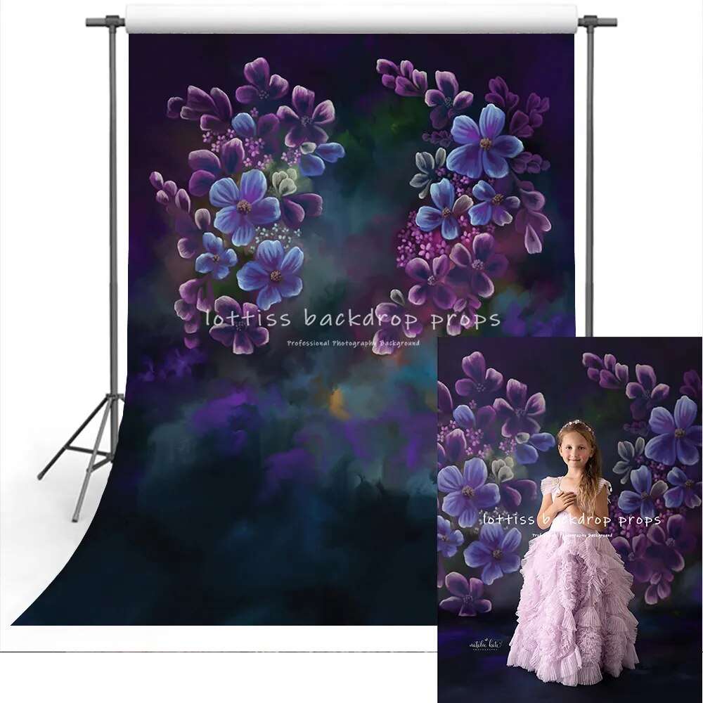 Art Hand Painted Floral Backdrop Adult Pregant Portrait Photography Girl Kids Baby Photocall Props Abstract Texture Background