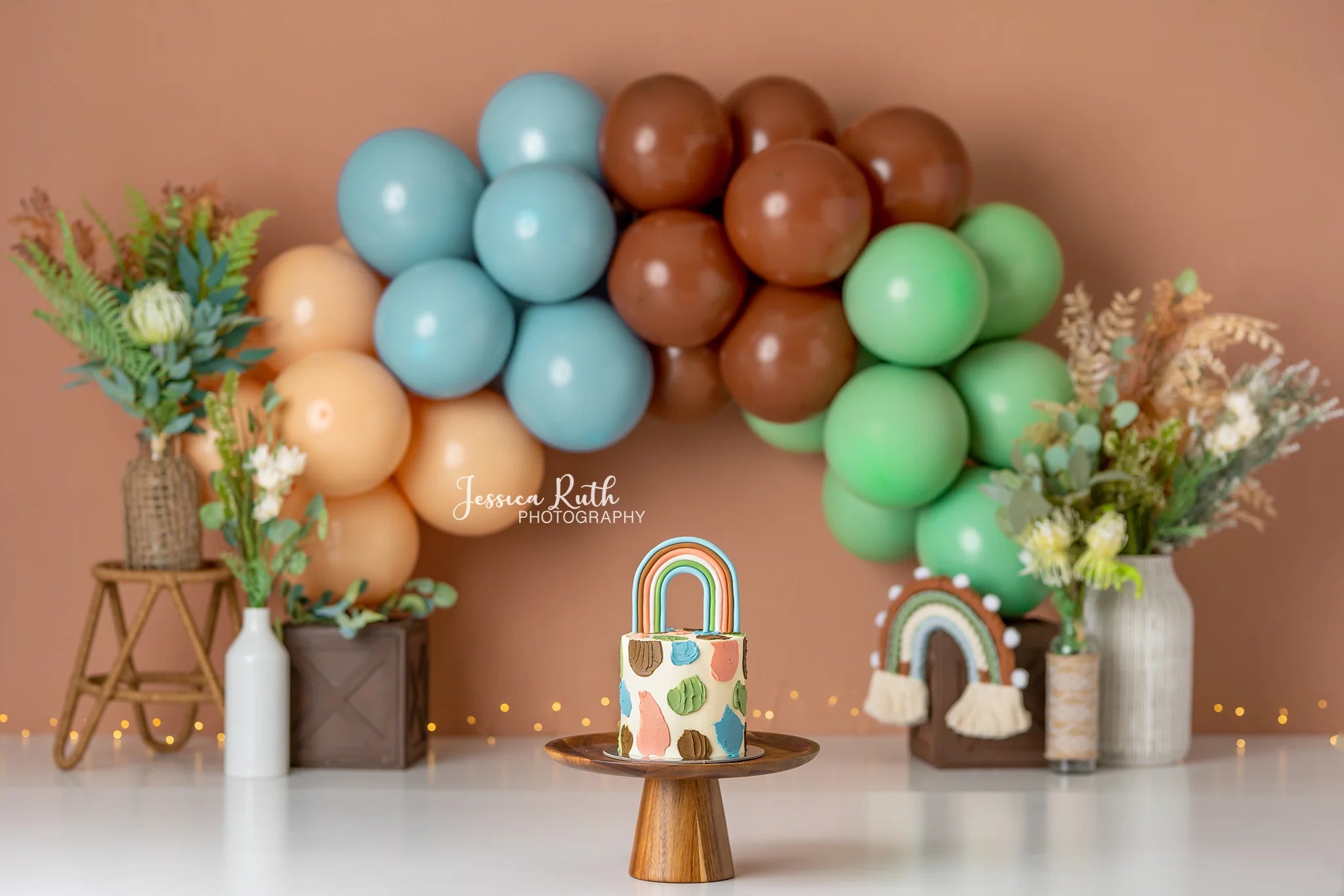 Boho Rainbow Photography Backdrop Balloons Baby Child Cake Smash Photocall Props Kids Birthday Party Decors Studio Backgrounds