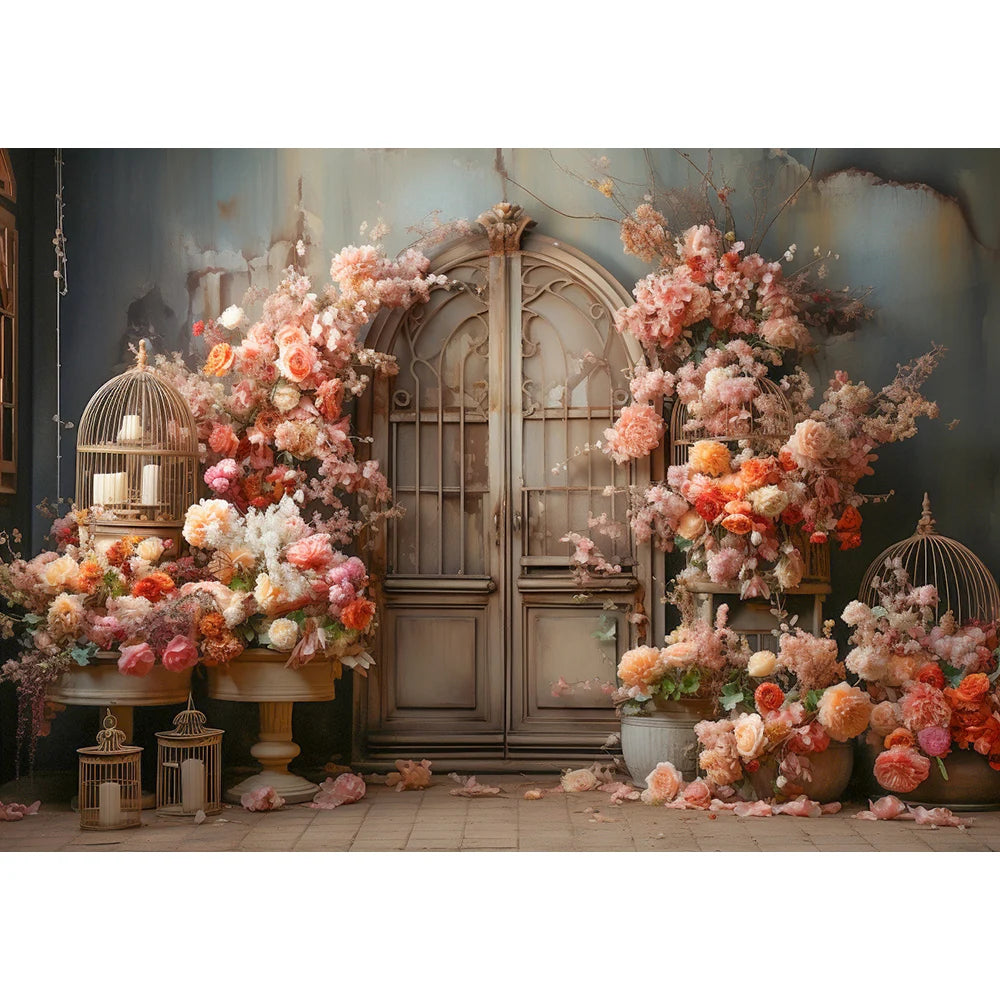 Bunny Easter Spring Room Filled With Flower Pots Backdrops Kids Girl Photography Baby Adult Photocall Floral Window Backgrounds