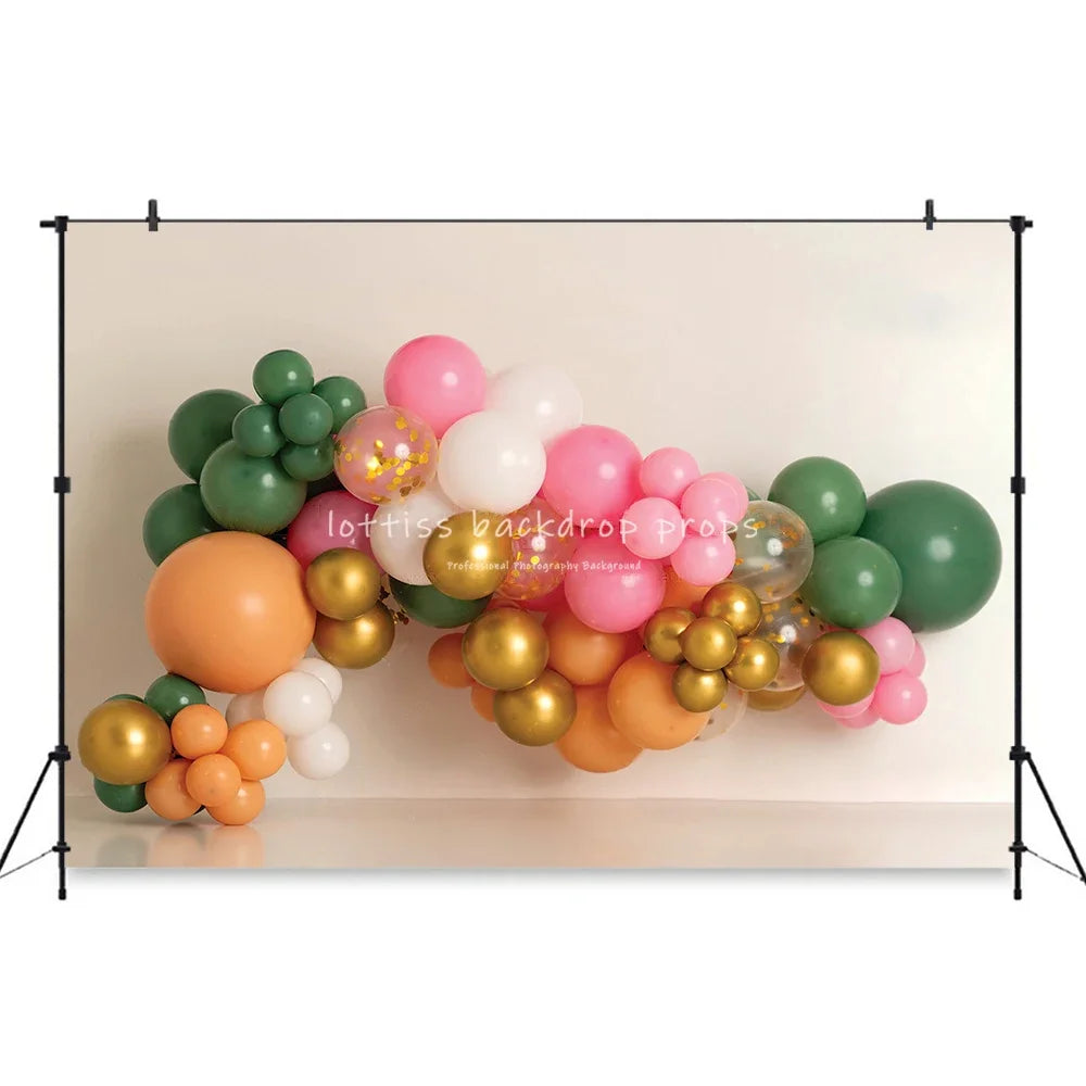 Boho First Trip Around The Sun Backdrops Girl Kids Cake Smash Photography Child Adult Photocall Balloons Decors Backgrond