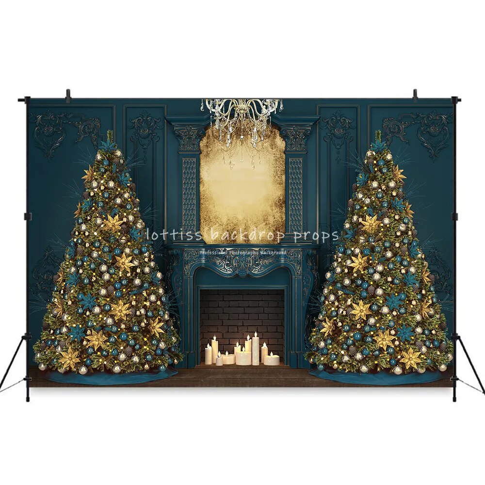 Christmas House Backdrops Fireplace Family Photocall Child Baby Photostudio Props Girl Photography Xmas Street Background