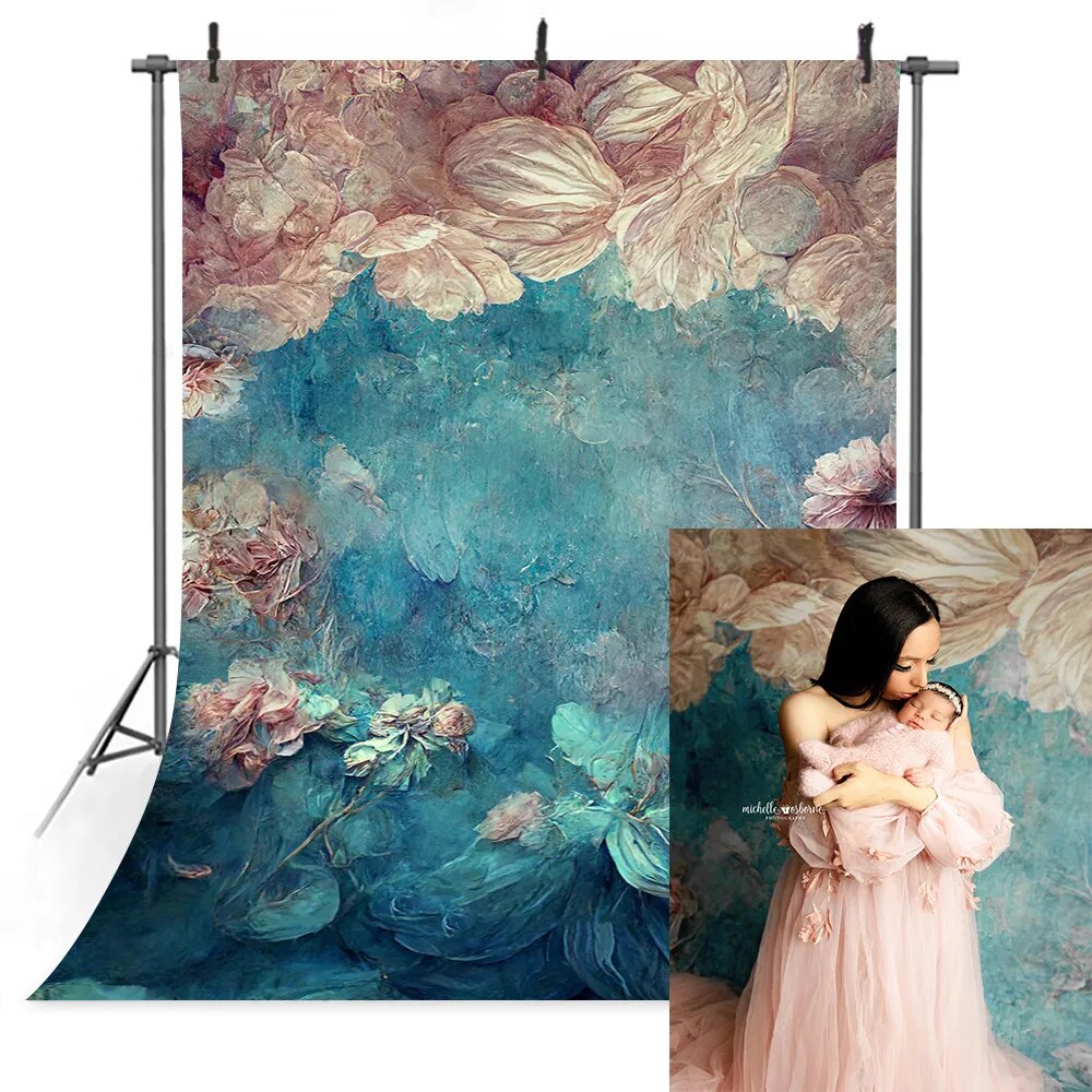 Peinture à la main décors floraux femme enceinte Portrait fille accessoires de photographie fleur de Lotus arrière-plan enfants bébé Photostudio 