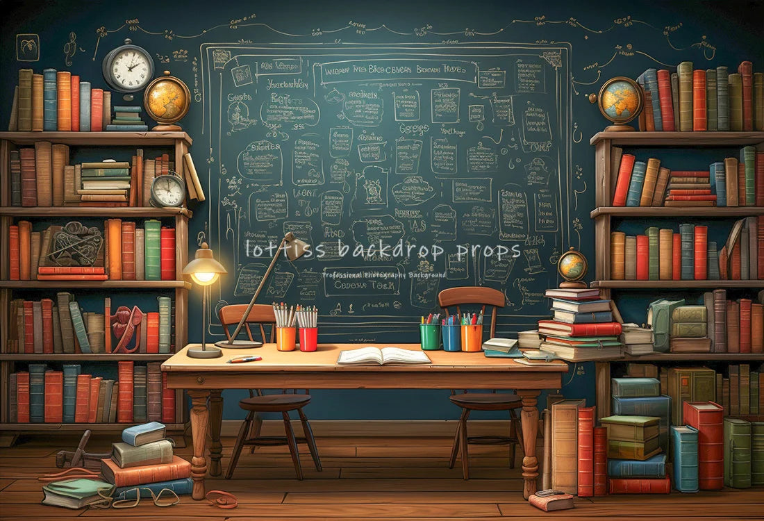 Blackboard Books Classroom Backdrops Kids Baby Photography Props Child Adult Photocall Decors Back To School Theme Backgrounds