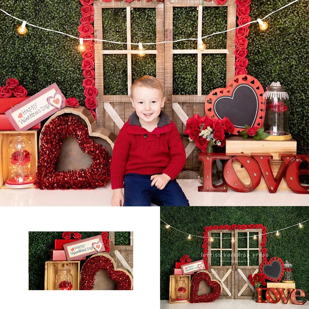 Valentines Day Love Wall Backdrops Kids Girl Photography Props Child Baby Photocall Decors Lover Windows Doors Backgrounds