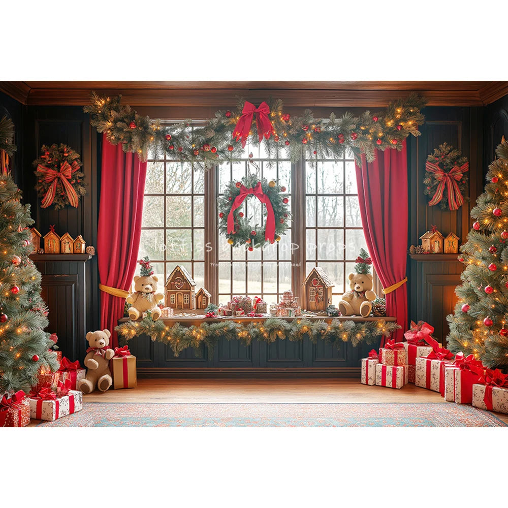 Winter Xmas Cottage Backdrops Kids Adult Photography Child Baby Photocall Snowflake Arch Windows Backgrounds