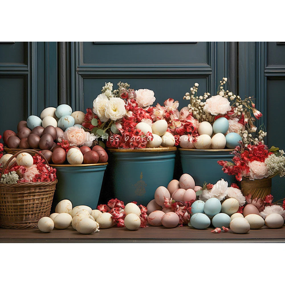 Easter Bunny Room Backdrops Kids Baby Photography Child Adult Photocall Decors Floral Vases Eggs Retro House Backgrounds