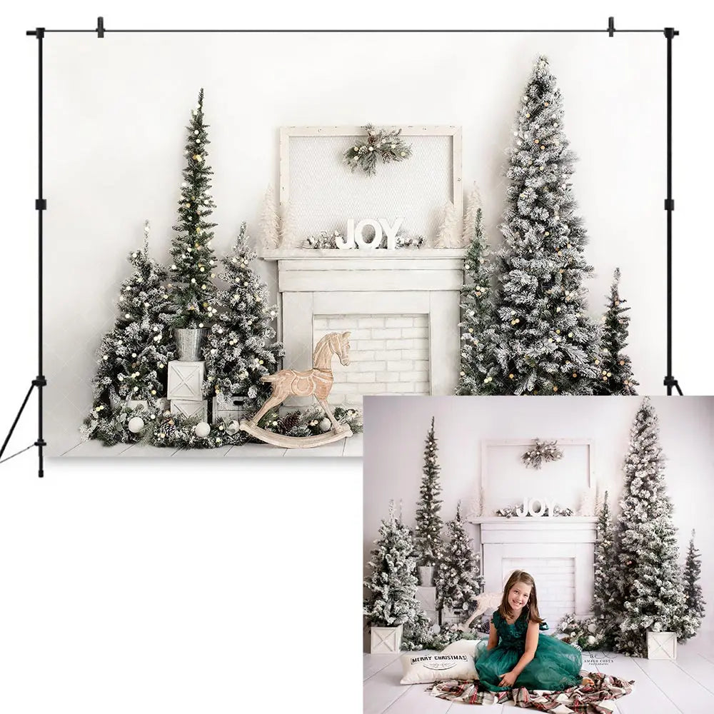 Merry Christmas Backdrop Fireplace Christmas-tree Kids Baby Cake Smash Photography Props Child Family Photoshoot Backgrounds