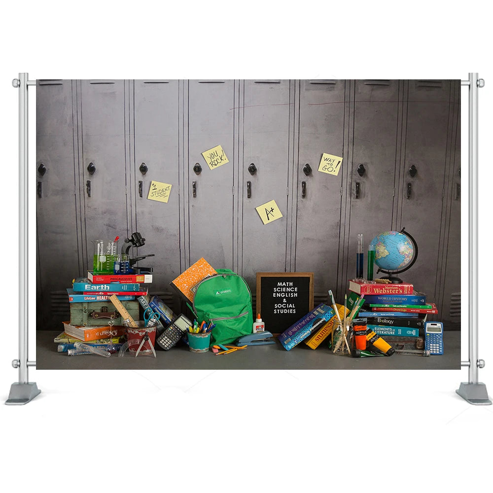 School Lockers Photography Backdrop Back to School for Kids Graduate Portrait Photo Studio Props Photo Background