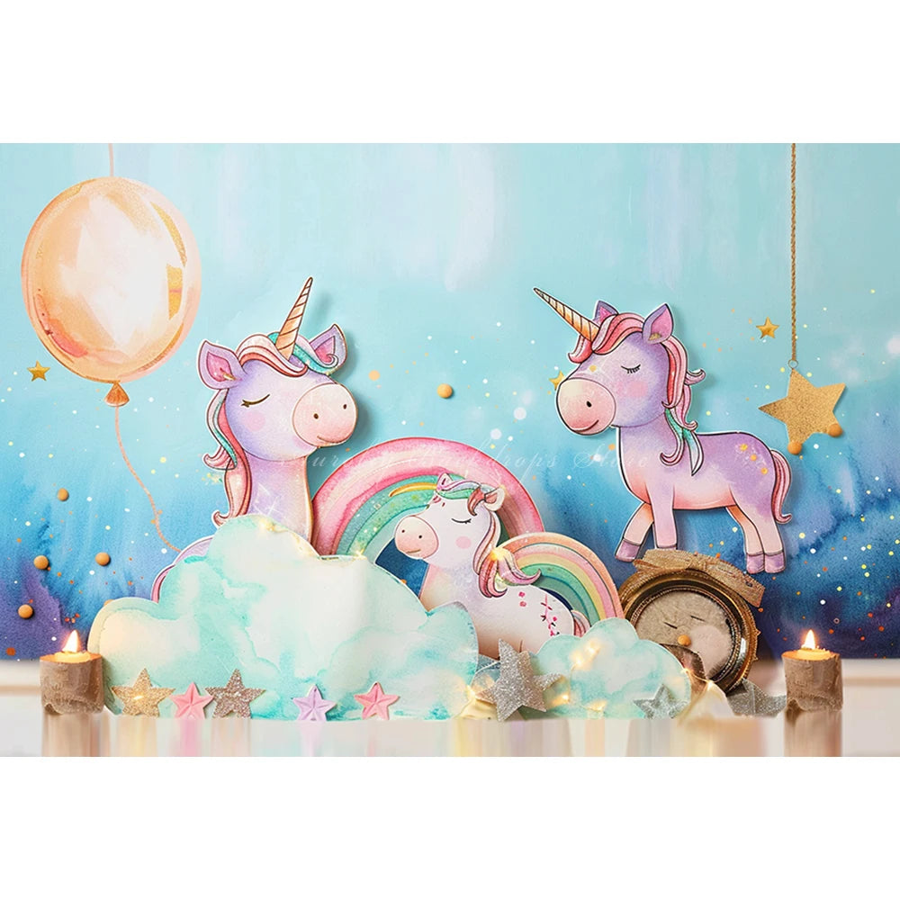 Dance Unicorn Photography Backdrop Kids Baby Cake Smash Photocall Decors Rainbow Floral Child Girls Studio Backgrounds