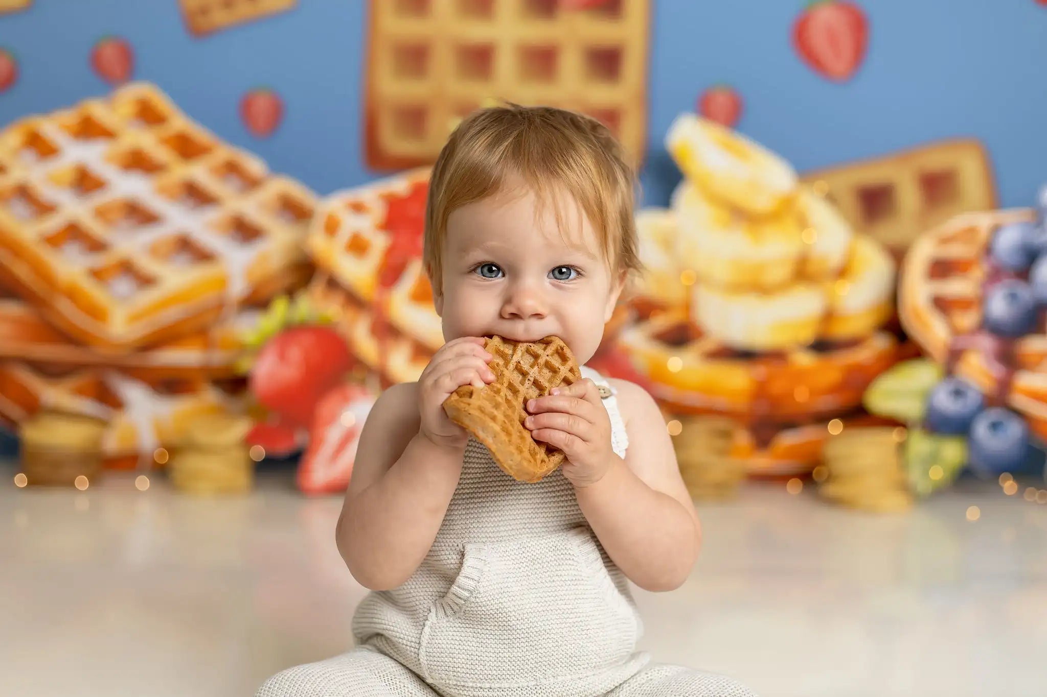 Waffle Breakfast Birthday Backdrop Kids Baby Cake Smash Photography Props Child Adult Photo Shoot Backgrounds