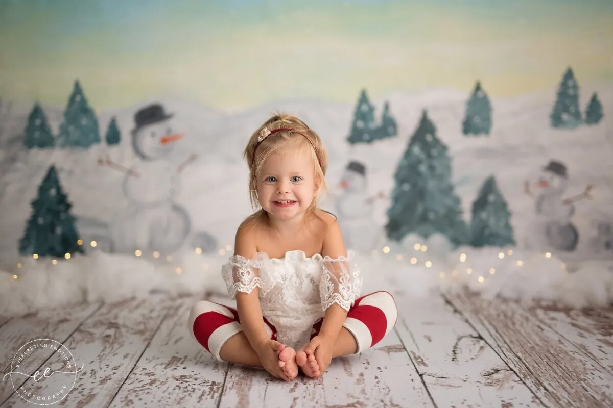 Snowball Fight Backdrops Kids Cake Smash Photography Child Baby Birthday Party Decors Winter Snowman Background Photostudio