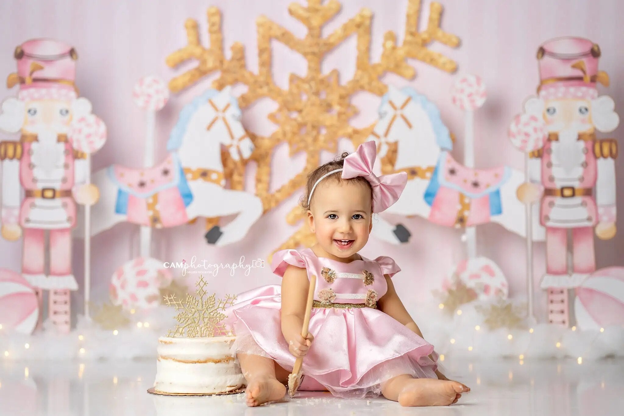 Winter Snowflake Backdrops Kids Baby Photography Props Child Adult Photocall Decors Birthday Cake Smsh Xmas Background