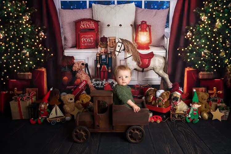 Magical Christmas Window Backdrops Kids Adult Photography Child Birthday Baby Xmas Trees Toy  Festival Background