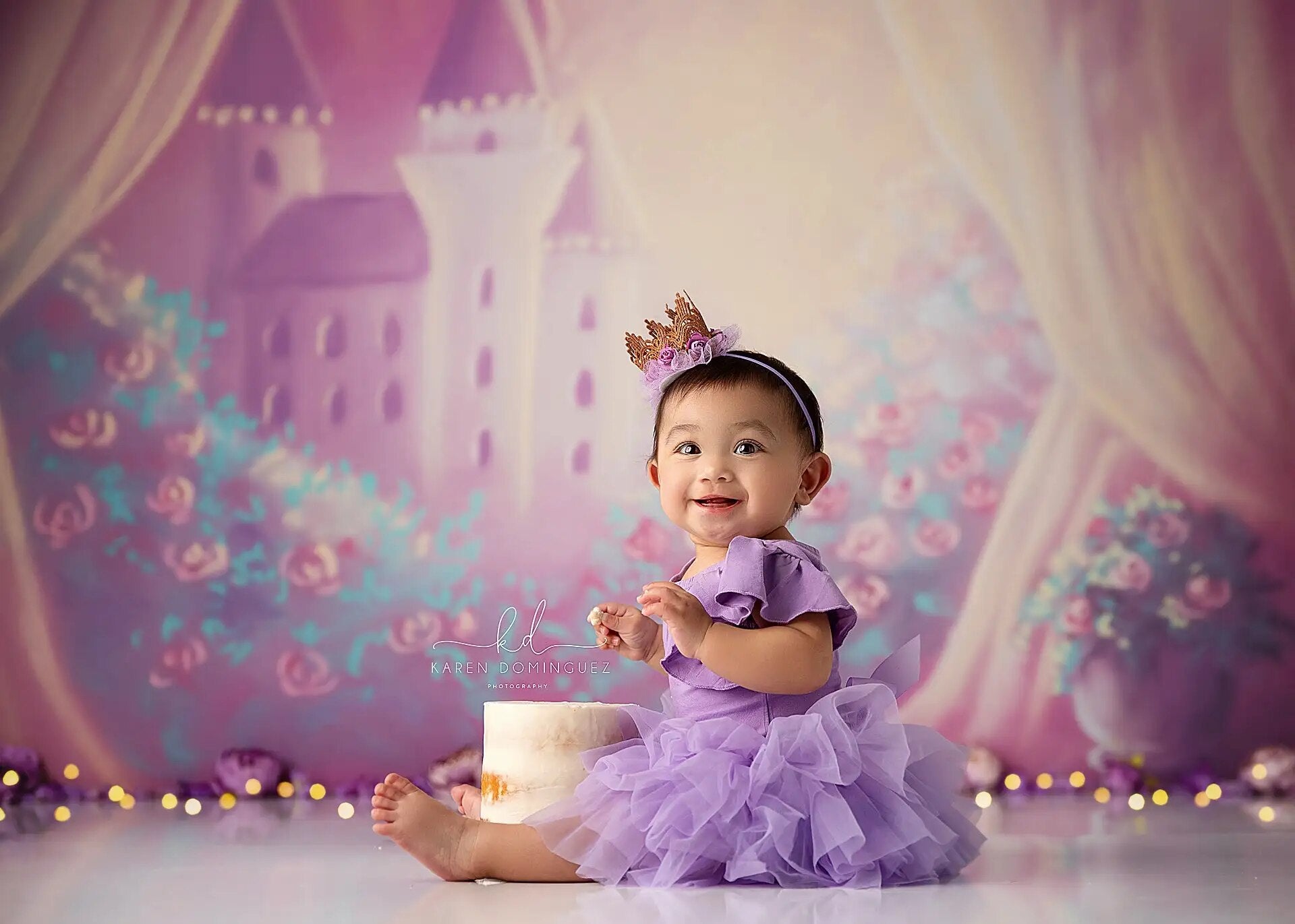 Rose Castle Backdrop Kids Girl Photography Baby Child Birthday Cake Smash Props Photocall Garden Spring Floral Background