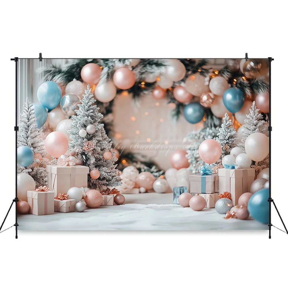 Christmas Theme Balloon Arch Photography Backdrop Kids Baby Cake Smash Photocall Decors Child Adult Birthday Photo Backgrounds