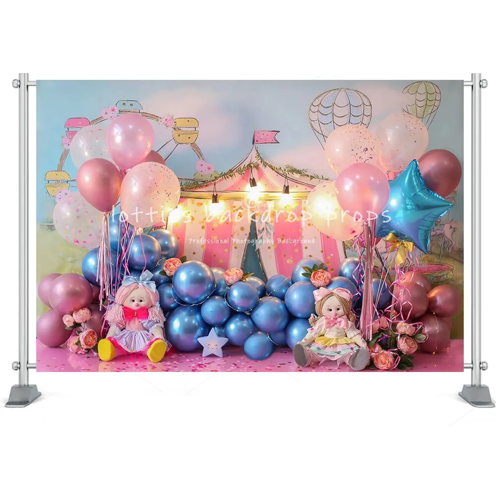 Circus Photography Backdrop Kids Birthday Backdrop Newborn Child Portrait Party Decor Ferris Wheel Party Background Photo Studio