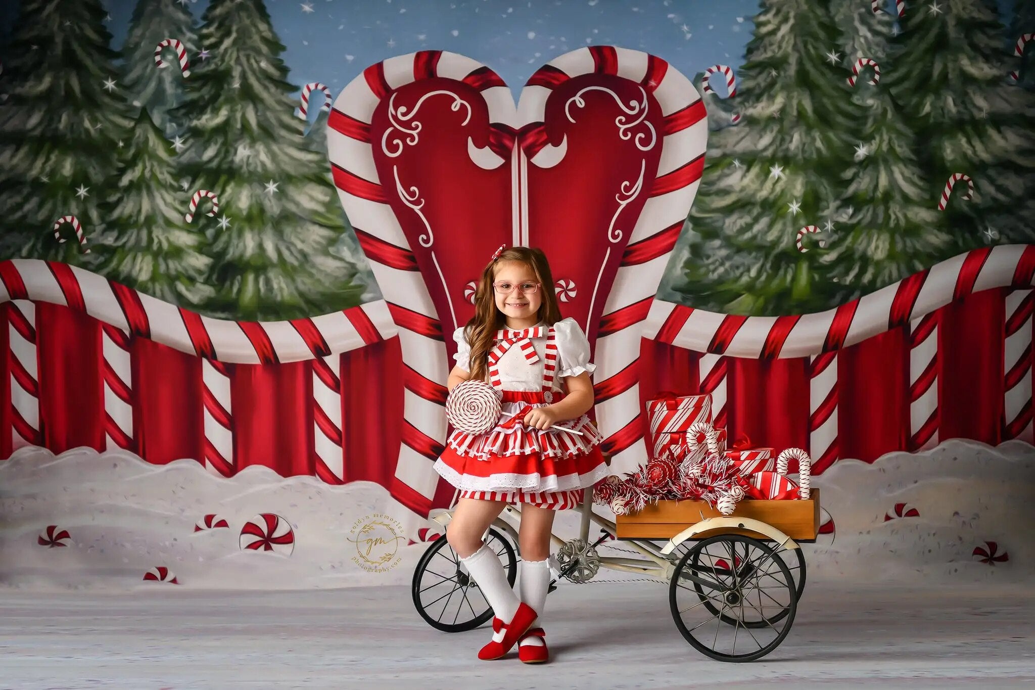 Arrière-plan en arc de bonbons de noël, photographie d'enfants, Portrait de bébé, séance photo, hiver, arrière-plan enneigé, studio photo pour adultes 