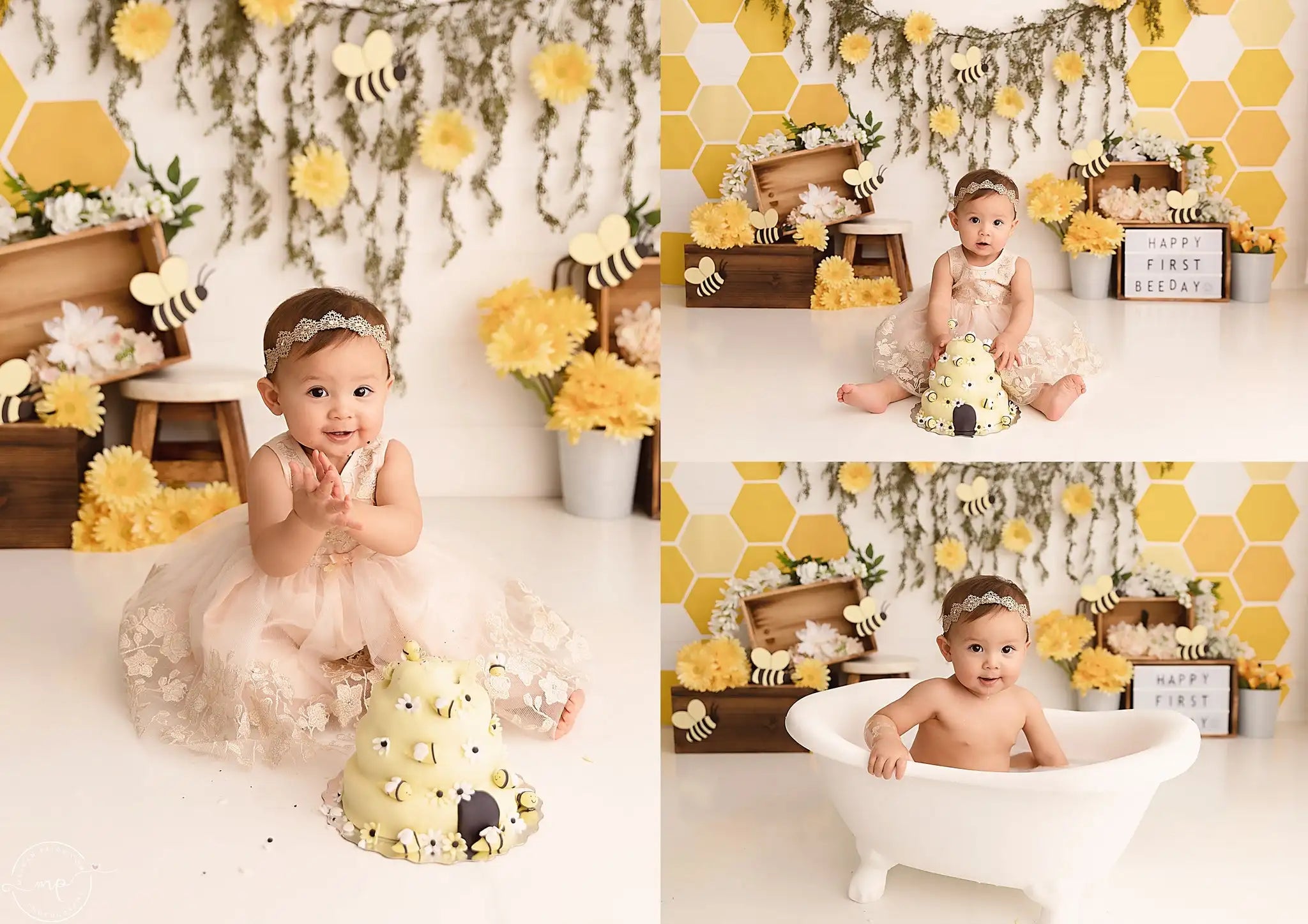 Spring Happy Bee Day Photography Backdrops Kids Baby Cake Smash Photocall Child Adult Photocall Props Floral Garden Backgrounds