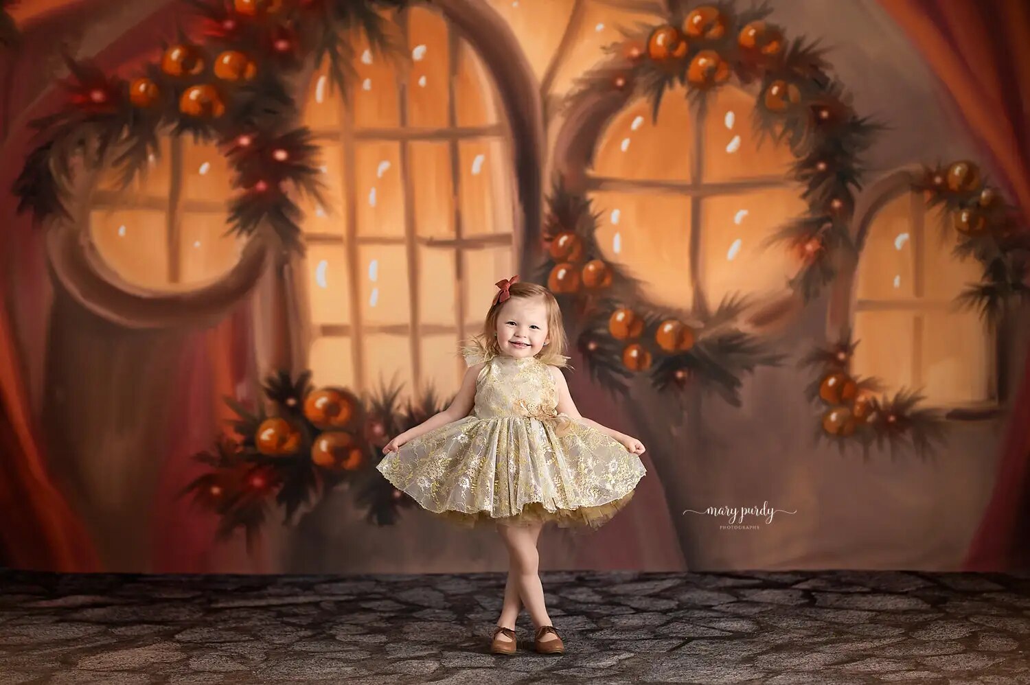 Xmas Winter House Front Photgraphy Backdrops Kids Girl Portrait Props WIndows Christmas Fruitful Winter Room Background