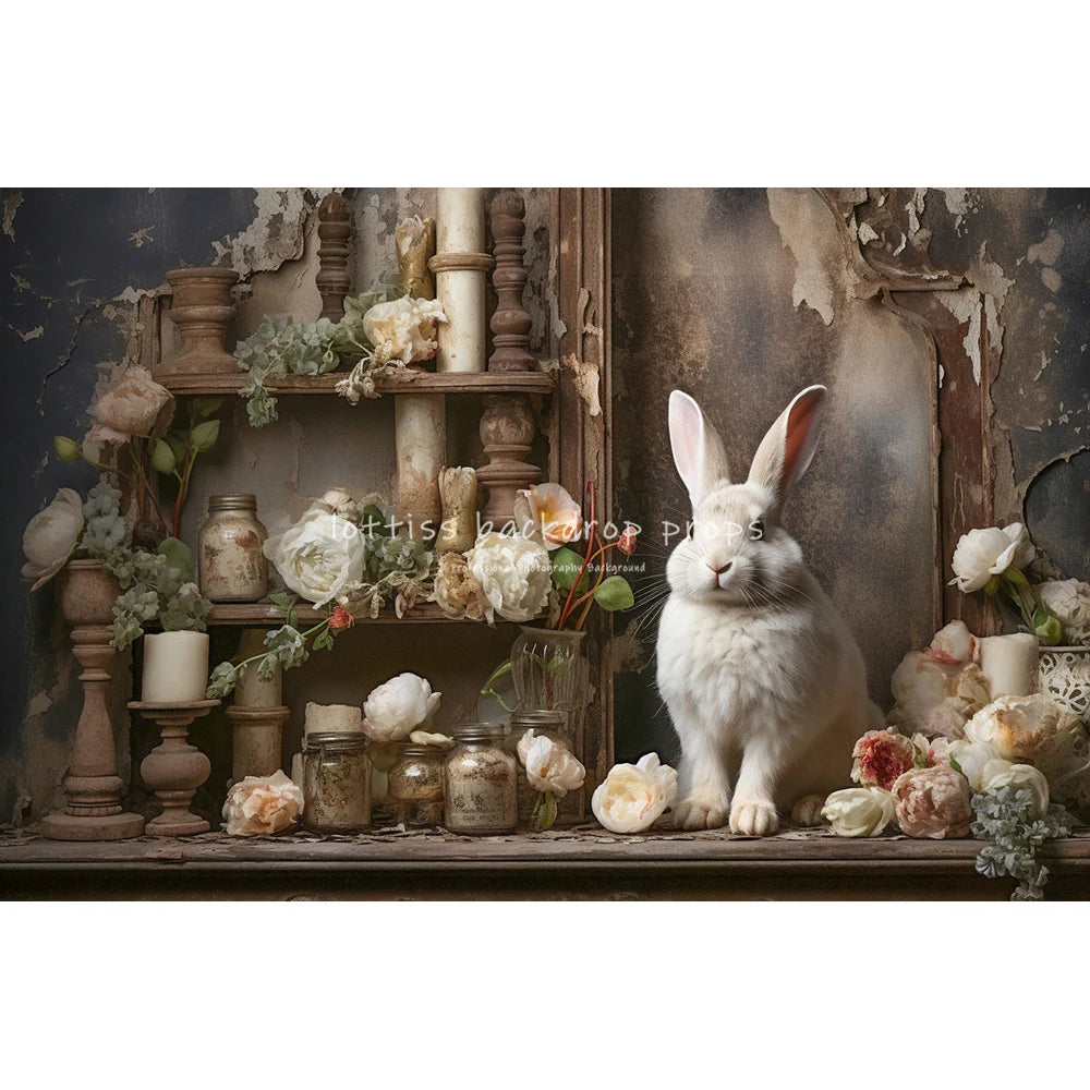 Spring Easter Bunny Garden Backdrops Kids Adult Photography Child Baby Photocall Retro Rustic Wall Flower Windows Backgrounds