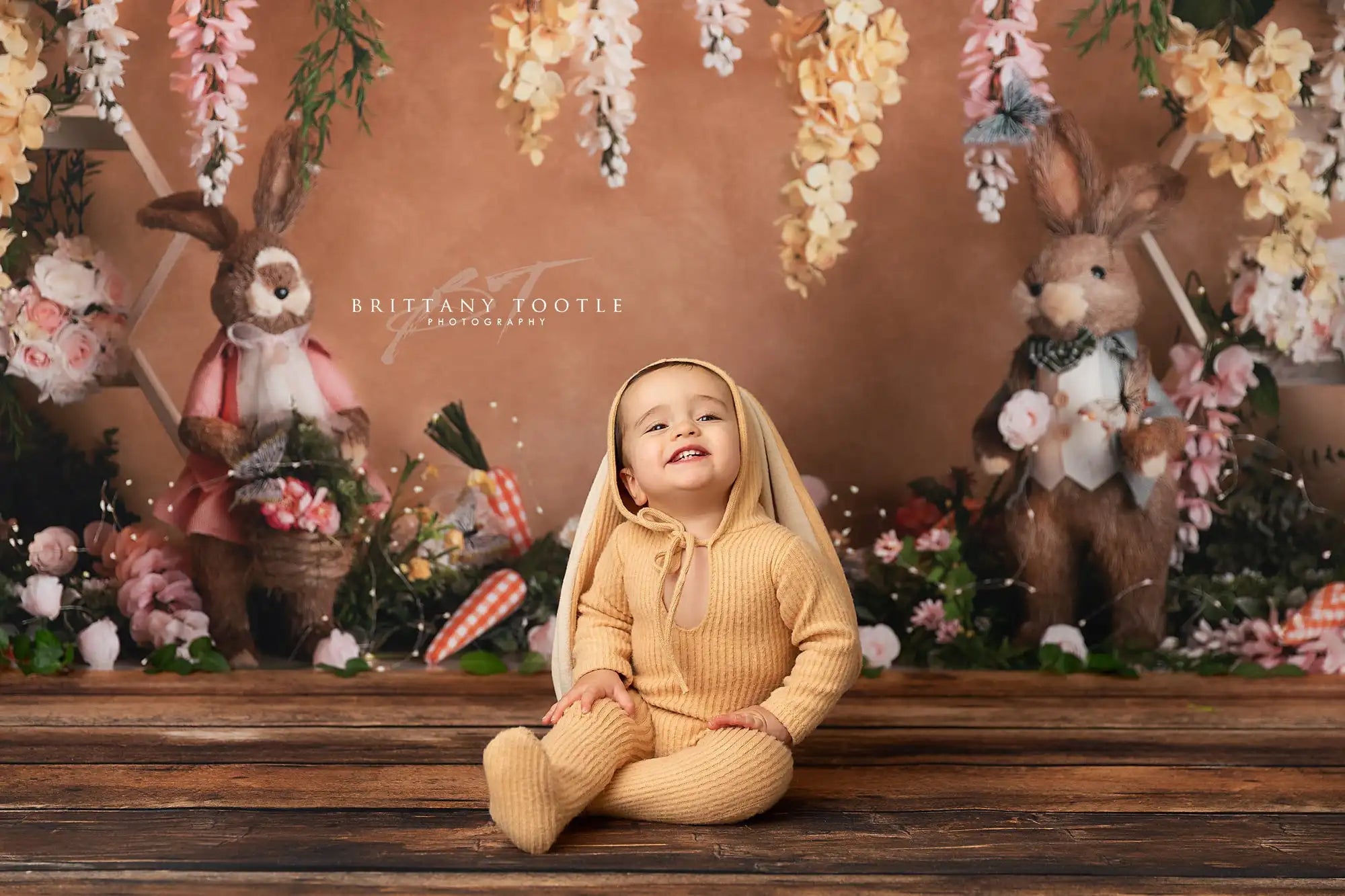 Spring Garden Bunny Backdrops Kids Adult Photography Props Child Baby Photocall Decors Floral Plants Animals Backgrounds