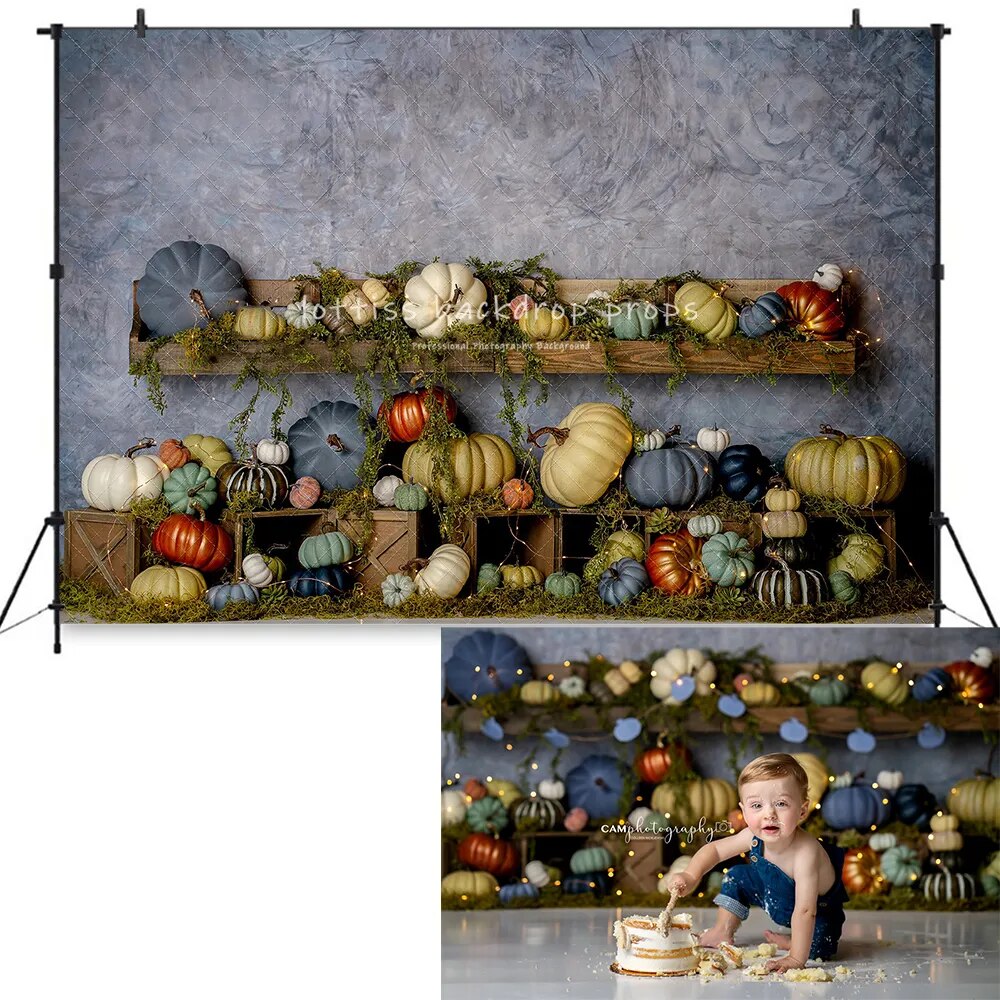 Fall Festival Pumpkin Backdrops Kids Baby Cake Smash Photorgaphy Halloween Bumper Harvest Background