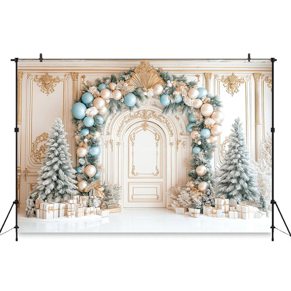 Christmas Theme Balloon Arch Photography Backdrop Kids Baby Cake Smash Photocall Decors Child Adult Birthday Photo Backgrounds