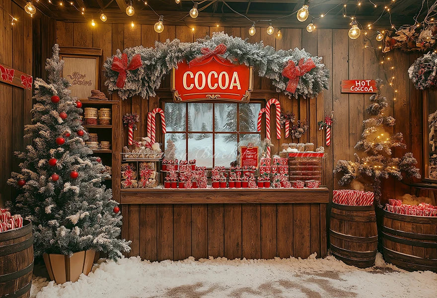 Christmas Hot Cocoa Backdrop Wooden Wall Child Baby Cake Smash Photography Props Photo Background for Birthday Party Decoration