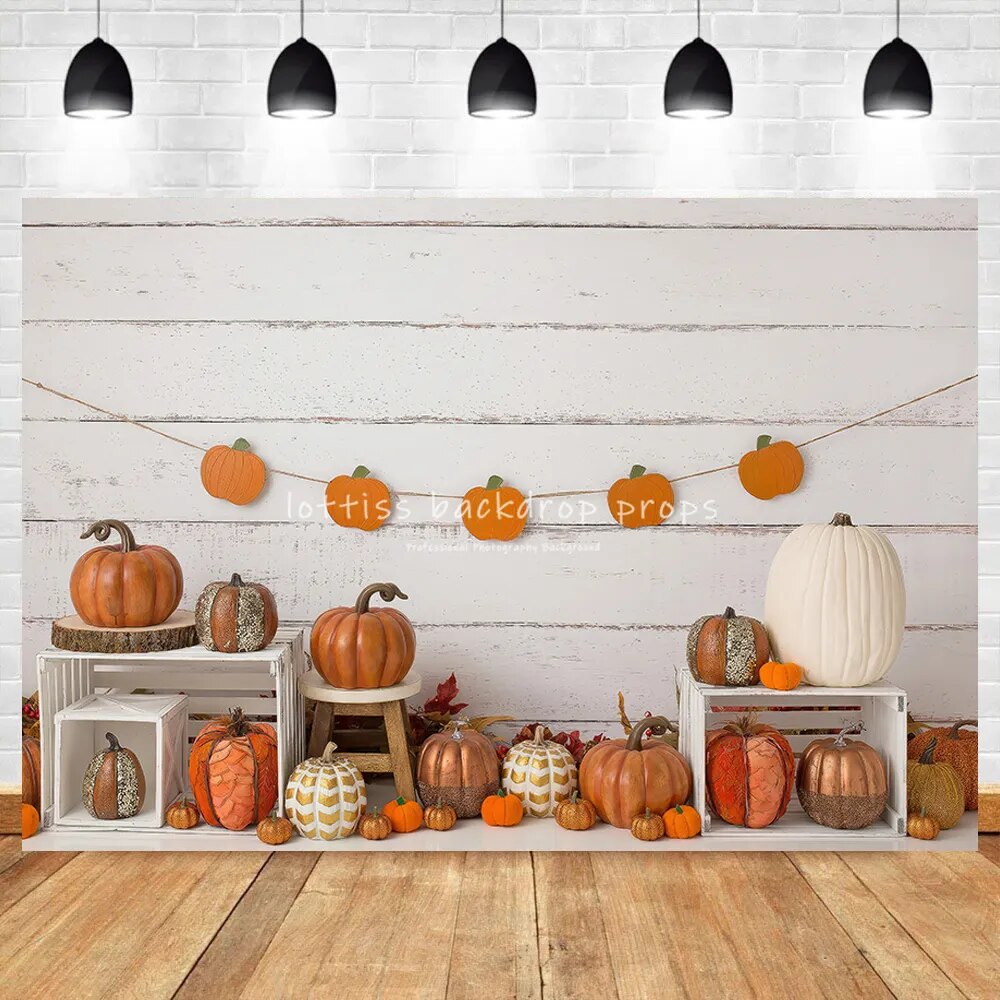 Perfect Pumpkin Party Backdrops Kids Baby Cake Smash Birthday Photocall Props Children Girl Halloween Festival Decor Background