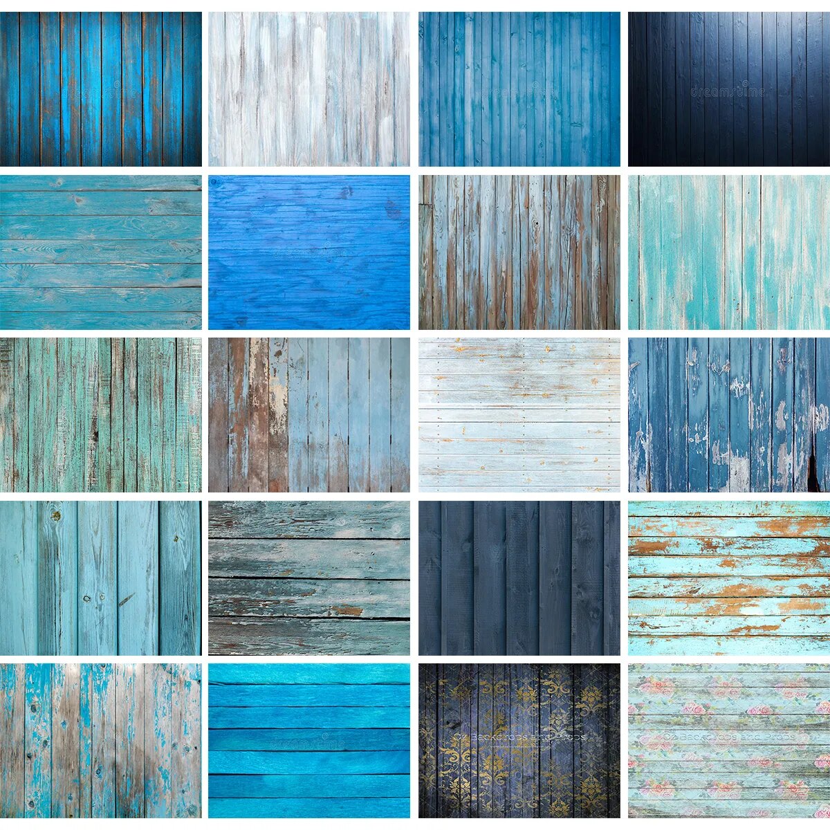 Colored Blue Wood Board Themed Background Cloth For Photography Baby Birthday Party Kids Portrait Wooden Backdrop Series One