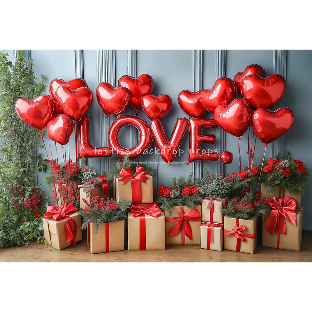 Love Balloons Wall Valentine's Day Backdrops Kids Adult Photography Child Baby Cake Smash Photocall Red Rainbow  Backgrounds