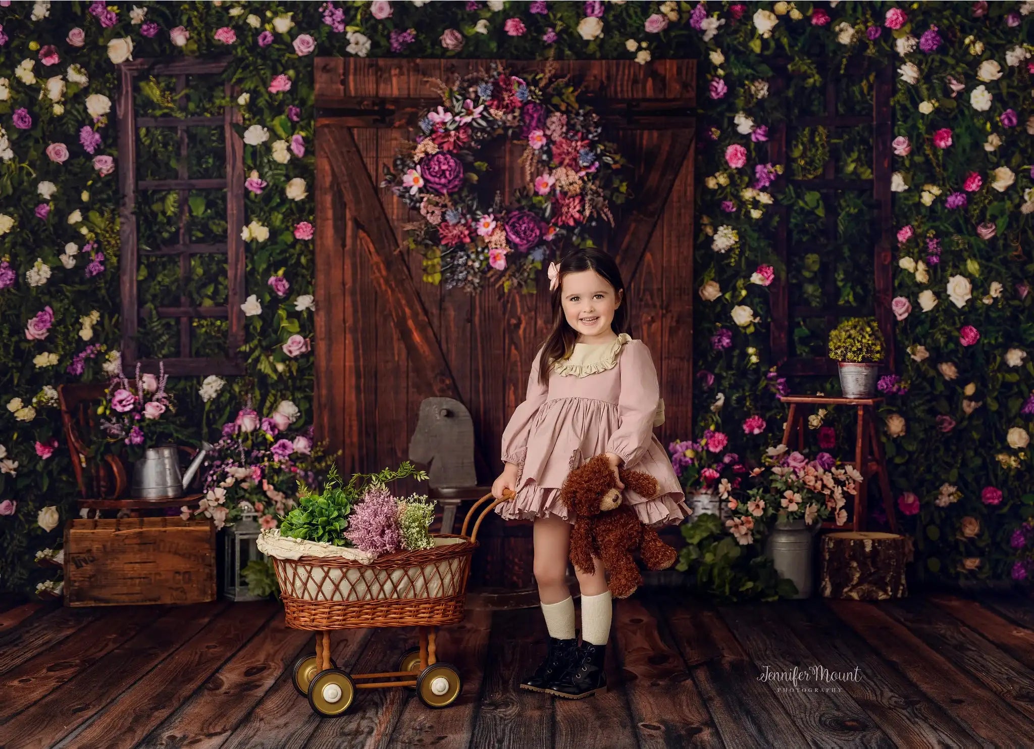 Spring Rural Scenery Backdrops Kids Baby Birthday Cake Smash Photography Child Adult Photocall Decors Floral Garden Backgrounds